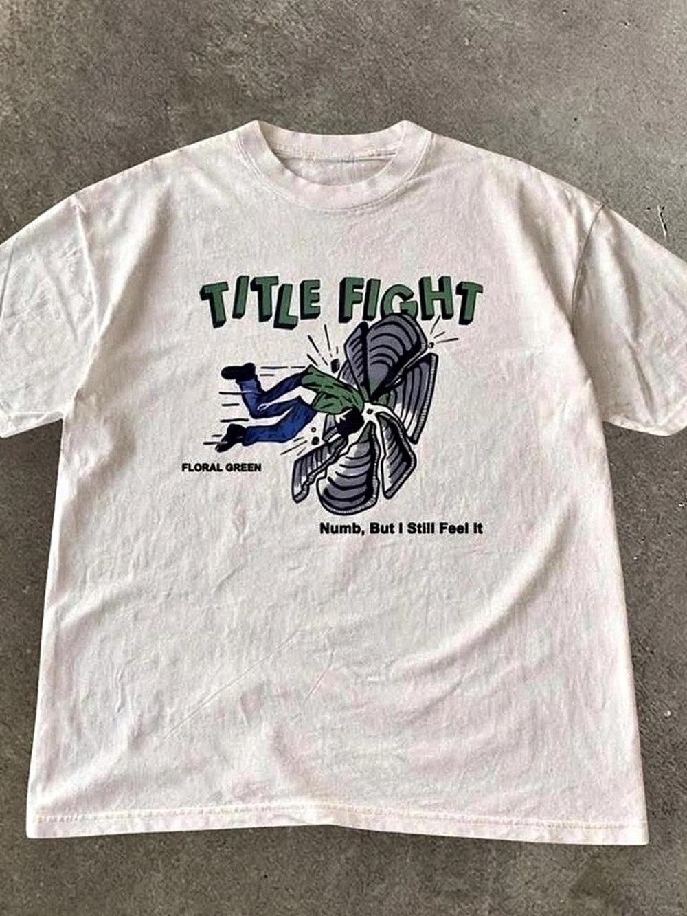 Title Fight Floral Green Numb But I Still Feel It T-Shirt White